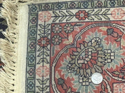 Silk Indian Kashmiri Rug 4x6, Tree of Life Pattern, Birds, Fine 290 KPSI, Navy Blue and Red, Handmade Oriental Carpet - Jewel RugsShopify CollectiveHUNTEDFOX - Silk Indian Kashmiri Rug 4x6, Tree of Life Pattern, Birds, Fine 290 KPSI, Navy Blue and Red, Handmade Oriental Carpet