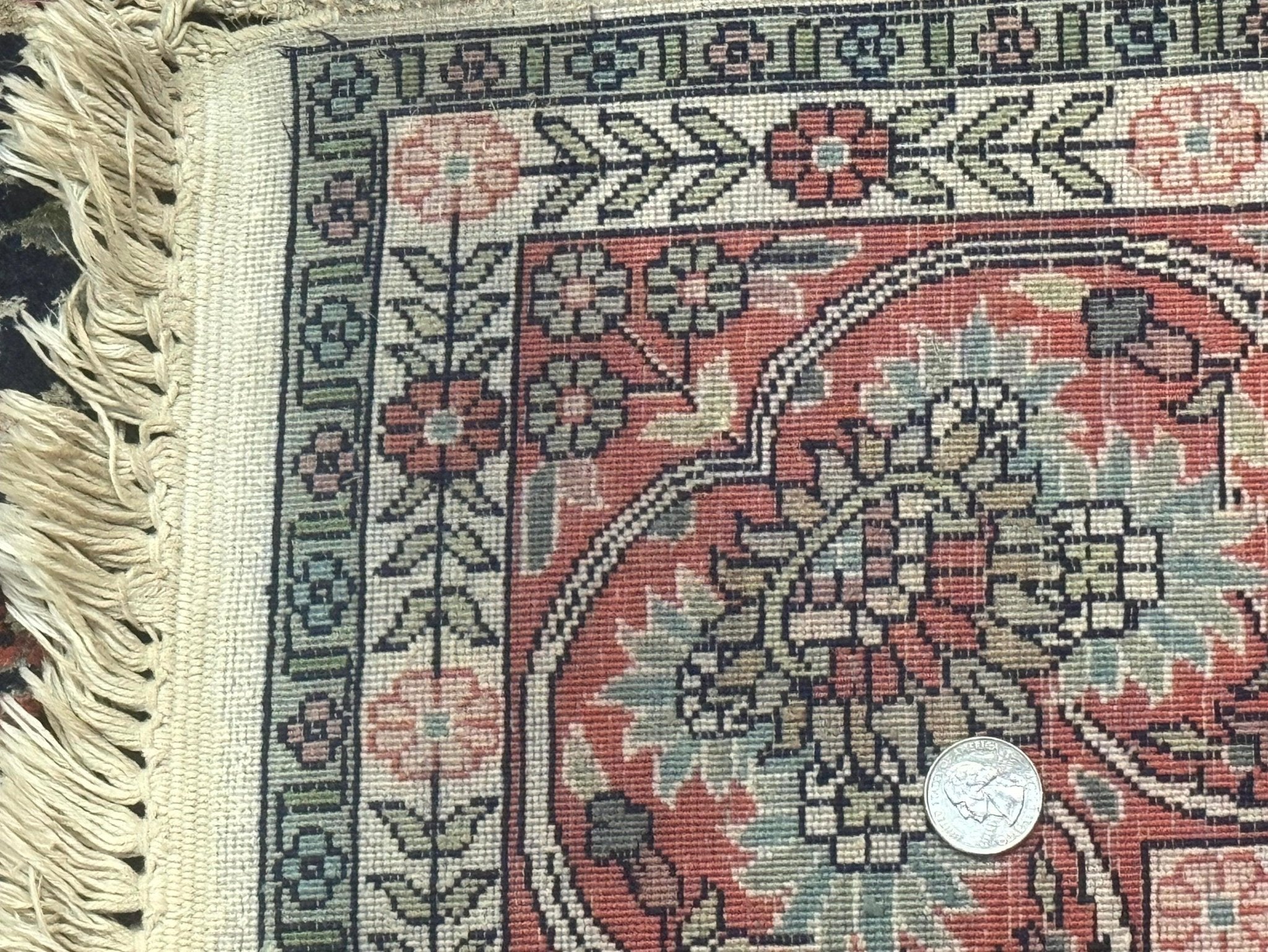 Silk Indian Kashmiri Rug 4x6, Tree of Life Pattern, Birds, Fine 290 KPSI, Navy Blue and Red, Handmade Oriental Carpet - Jewel RugsShopify CollectiveHUNTEDFOX - Silk Indian Kashmiri Rug 4x6, Tree of Life Pattern, Birds, Fine 290 KPSI, Navy Blue and Red, Handmade Oriental Carpet