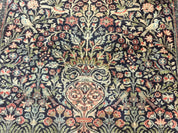 Silk Indian Kashmiri Rug 4x6, Tree of Life Pattern, Birds, Fine 290 KPSI, Navy Blue and Red, Handmade Oriental Carpet - Jewel RugsShopify CollectiveHUNTEDFOX - Silk Indian Kashmiri Rug 4x6, Tree of Life Pattern, Birds, Fine 290 KPSI, Navy Blue and Red, Handmade Oriental Carpet