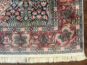 Silk Indian Kashmiri Rug 4x6, Tree of Life Pattern, Birds, Fine 290 KPSI, Navy Blue and Red, Handmade Oriental Carpet - Jewel RugsShopify CollectiveHUNTEDFOX - Silk Indian Kashmiri Rug 4x6, Tree of Life Pattern, Birds, Fine 290 KPSI, Navy Blue and Red, Handmade Oriental Carpet