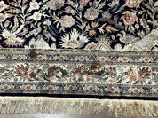 Silk Rug 4x6, Black and Cream, Floral & Bird Pictorials, Fine 330 KPSI, Sino Persian Rug - Jewel RugsShopify CollectiveHUNTEDFOX - Silk Rug 4x6, Black and Cream, Floral & Bird Pictorials, Fine 330 KPSI, Sino Persian Rug