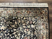 Silk Rug 4x6, Black and Cream, Floral & Bird Pictorials, Fine 330 KPSI, Sino Persian Rug - Jewel RugsShopify CollectiveHUNTEDFOX - Silk Rug 4x6, Black and Cream, Floral & Bird Pictorials, Fine 330 KPSI, Sino Persian Rug