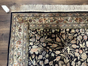 Silk Rug 4x6, Black and Cream, Floral & Bird Pictorials, Fine 330 KPSI, Sino Persian Rug - Jewel RugsShopify CollectiveHUNTEDFOX - Silk Rug 4x6, Black and Cream, Floral & Bird Pictorials, Fine 330 KPSI, Sino Persian Rug