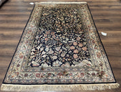 Silk Rug 4x6, Black and Cream, Floral & Bird Pictorials, Fine 330 KPSI, Sino Persian Rug - Jewel RugsShopify CollectiveHUNTEDFOX - Silk Rug 4x6, Black and Cream, Floral & Bird Pictorials, Fine 330 KPSI, Sino Persian Rug