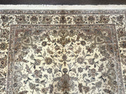 Sino Persian Rug 6x9, Floral Medallion, Ivory & Taupe, Wool with Silk Highlights, Fine 210 KPSI - Jewel RugsShopify CollectiveHUNTEDFOX - Sino Persian Rug 6x9, Floral Medallion, Ivory & Taupe, Wool with Silk Highlights, Fine 210 KPSI