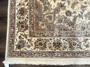 Sino Persian Rug 6x9, Floral Medallion, Ivory & Taupe, Wool with Silk Highlights, Fine 210 KPSI - Jewel RugsShopify CollectiveHUNTEDFOX - Sino Persian Rug 6x9, Floral Medallion, Ivory & Taupe, Wool with Silk Highlights, Fine 210 KPSI