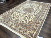 Sino Persian Rug 6x9, Floral Medallion, Ivory & Taupe, Wool with Silk Highlights, Fine 210 KPSI - Jewel RugsShopify CollectiveHUNTEDFOX - Sino Persian Rug 6x9, Floral Medallion, Ivory & Taupe, Wool with Silk Highlights, Fine 210 KPSI