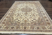 Sino Persian Rug 6x9, Floral Medallion, Ivory & Taupe, Wool with Silk Highlights, Fine 210 KPSI - Jewel RugsShopify CollectiveHUNTEDFOX - Sino Persian Rug 6x9, Floral Medallion, Ivory & Taupe, Wool with Silk Highlights, Fine 210 KPSI