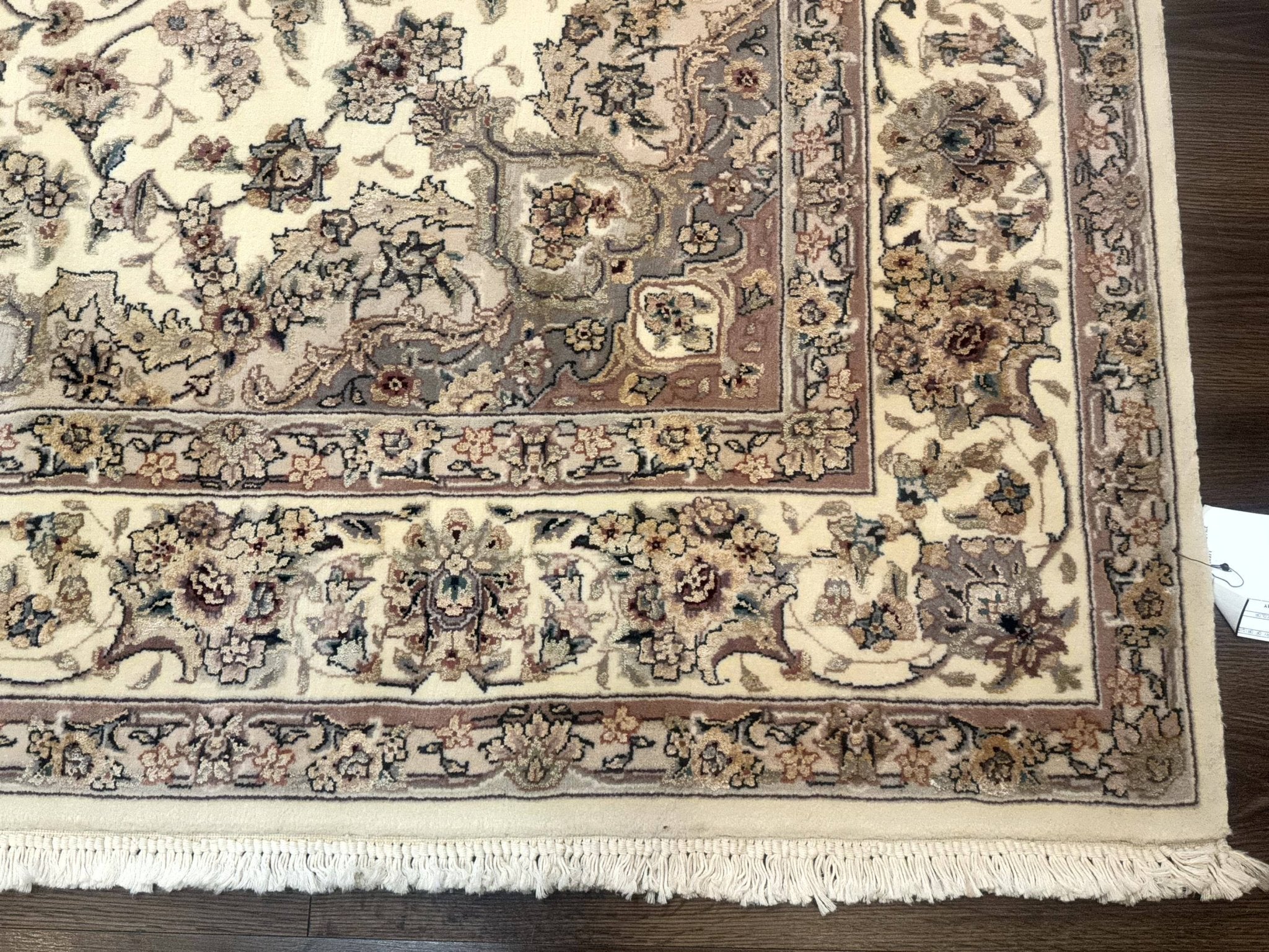 Sino Persian Rug 6x9, Floral Medallion, Ivory & Taupe, Wool with Silk Highlights, Fine 210 KPSI - Jewel RugsShopify CollectiveHUNTEDFOX - Sino Persian Rug 6x9, Floral Medallion, Ivory & Taupe, Wool with Silk Highlights, Fine 210 KPSI
