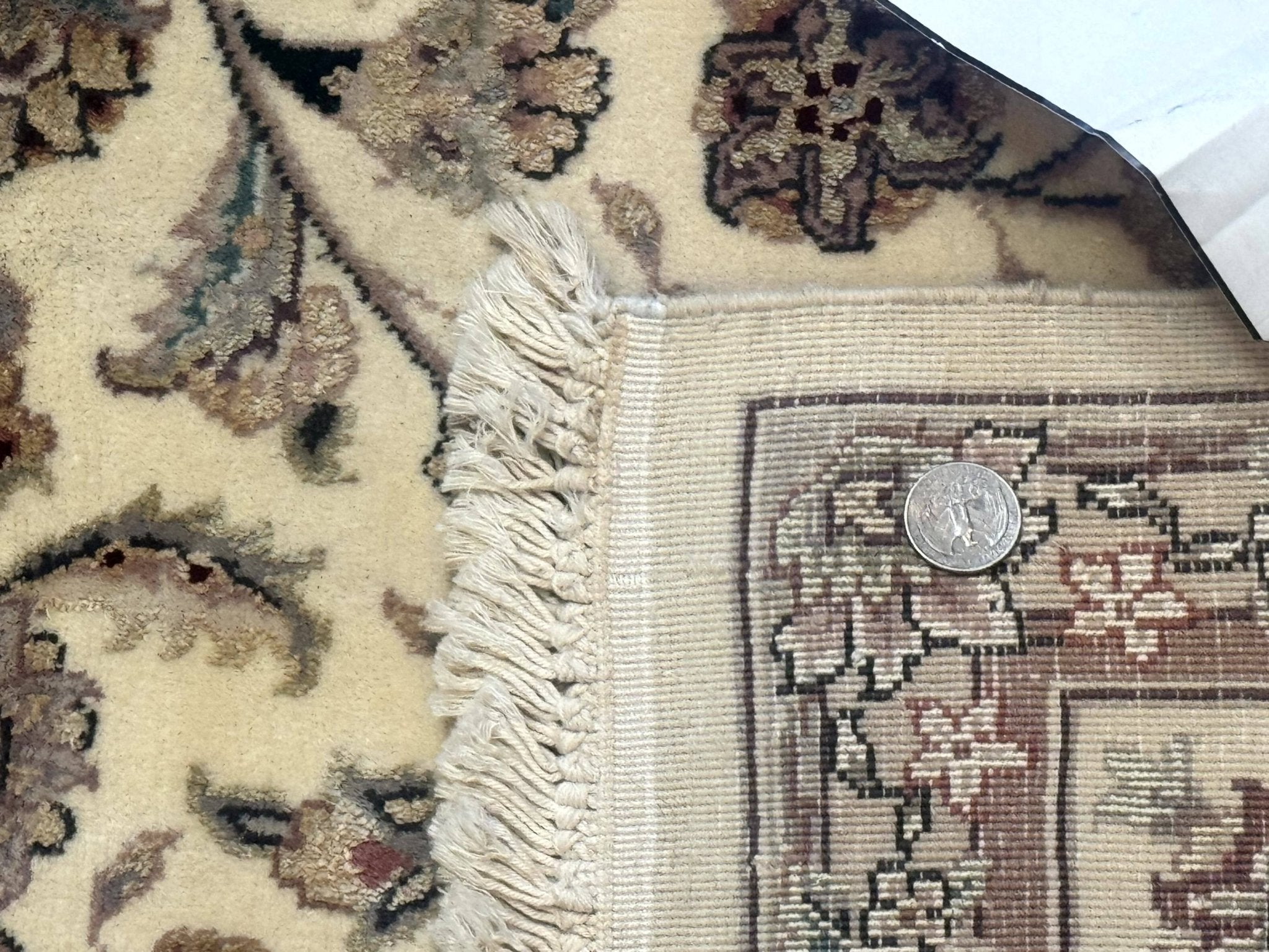 Sino Persian Rug 6x9, Floral Medallion, Ivory & Taupe, Wool with Silk Highlights, Fine 210 KPSI - Jewel RugsShopify CollectiveHUNTEDFOX - Sino Persian Rug 6x9, Floral Medallion, Ivory & Taupe, Wool with Silk Highlights, Fine 210 KPSI