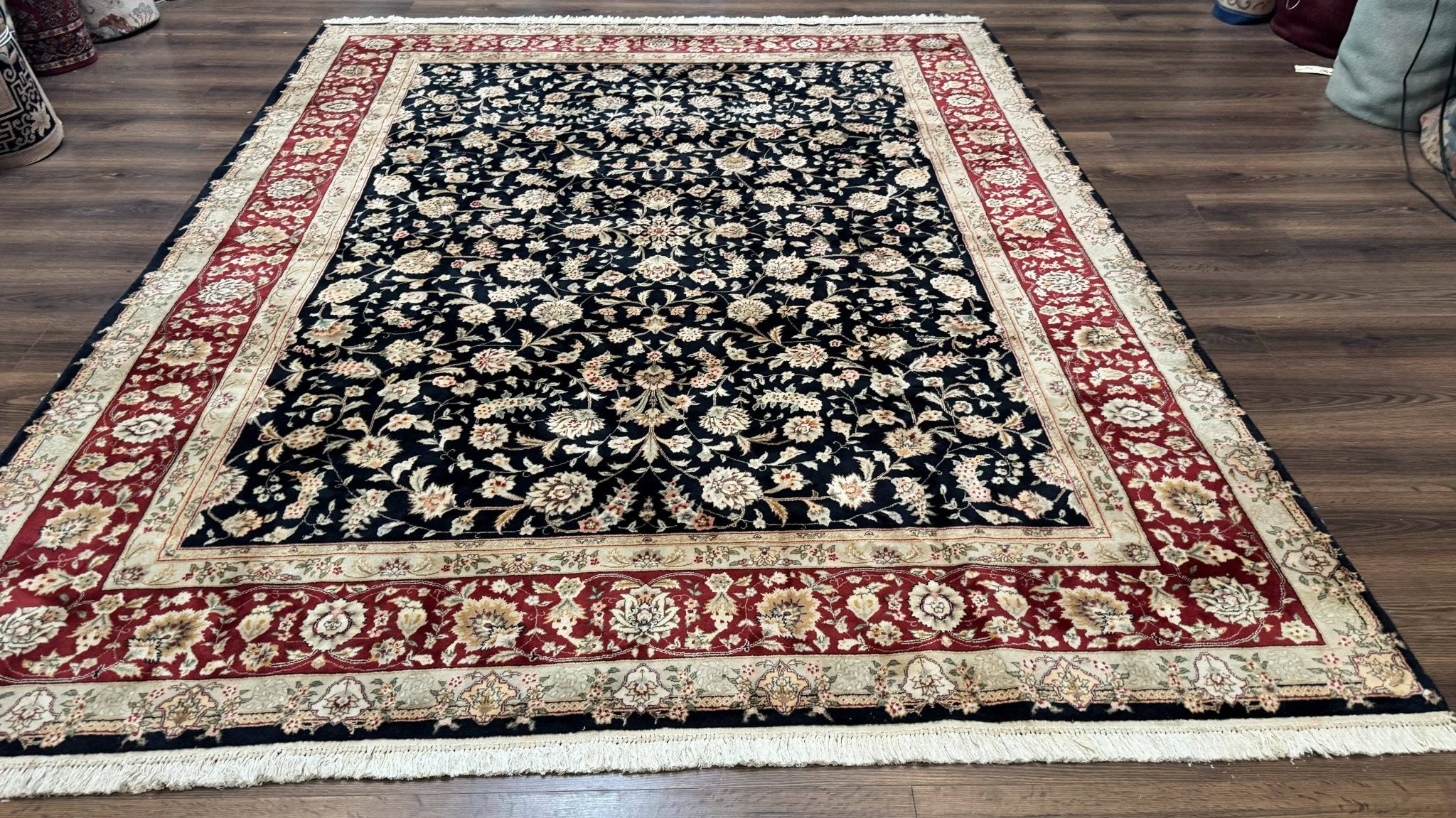 Sino Persian Rug 8x10, Black and Red, Floral Allover - Jewel RugsShopify CollectiveHUNTEDFOX - Sino Persian Rug 8x10, Black and Red, Floral Allover
