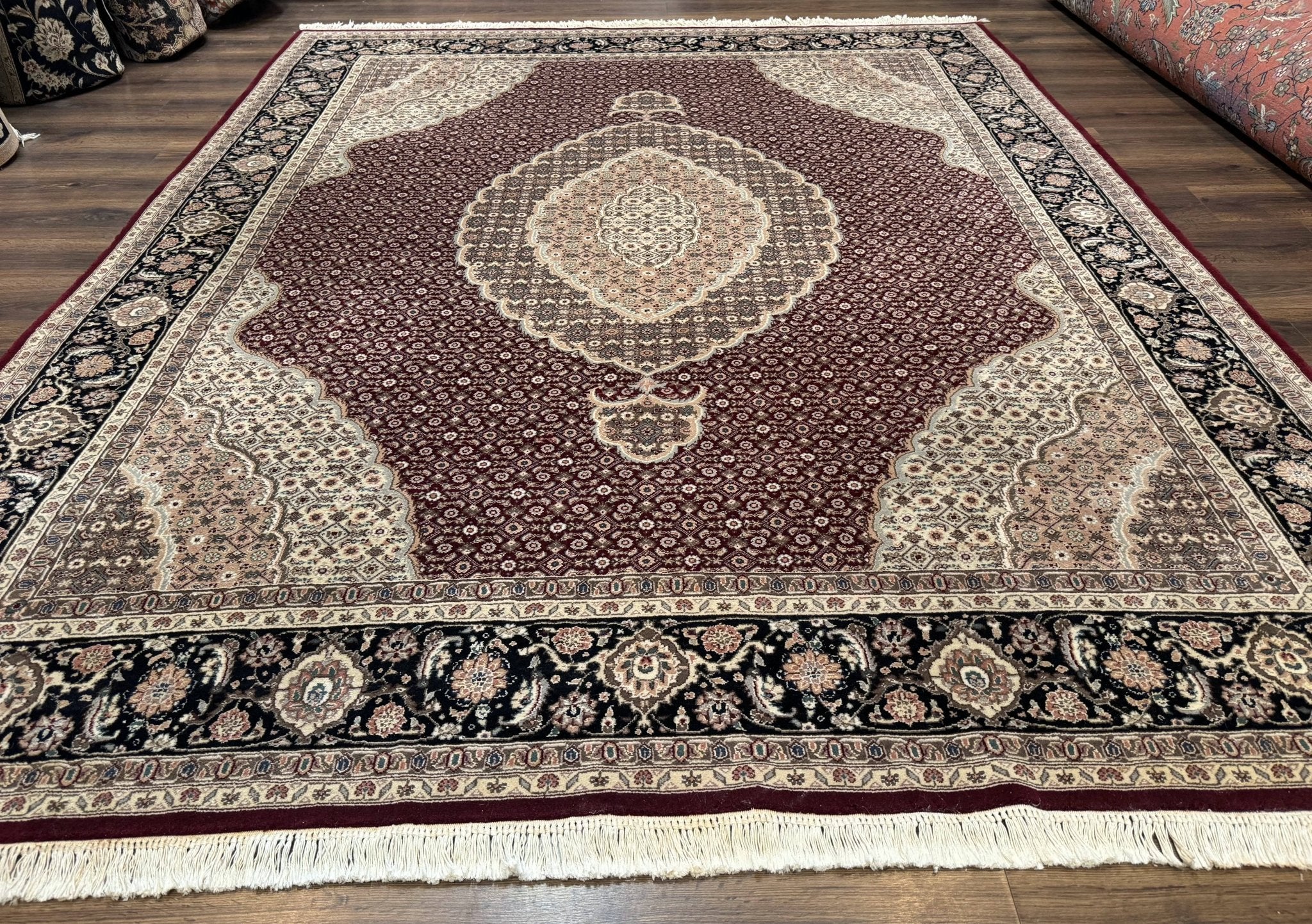 Sino Persian Rug 8x10, Herati, Elegant Oriental Carpet, Dark Maroon - Jewel RugsShopify CollectiveHUNTEDFOX - Sino Persian Rug 8x10, Herati, Elegant Oriental Carpet, Dark Maroon