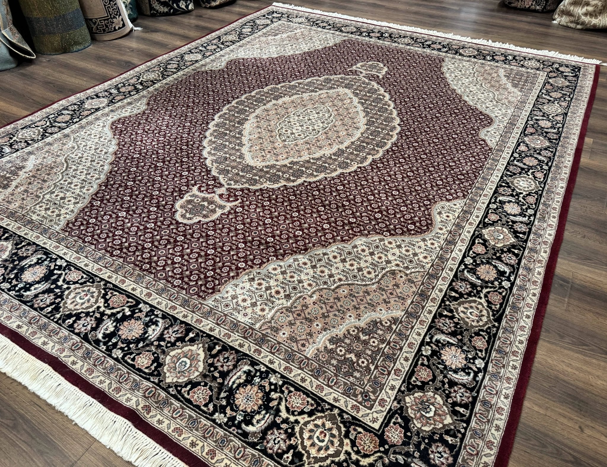 Sino Persian Rug 8x10, Herati, Elegant Oriental Carpet, Dark Maroon - Jewel RugsShopify CollectiveHUNTEDFOX - Sino Persian Rug 8x10, Herati, Elegant Oriental Carpet, Dark Maroon