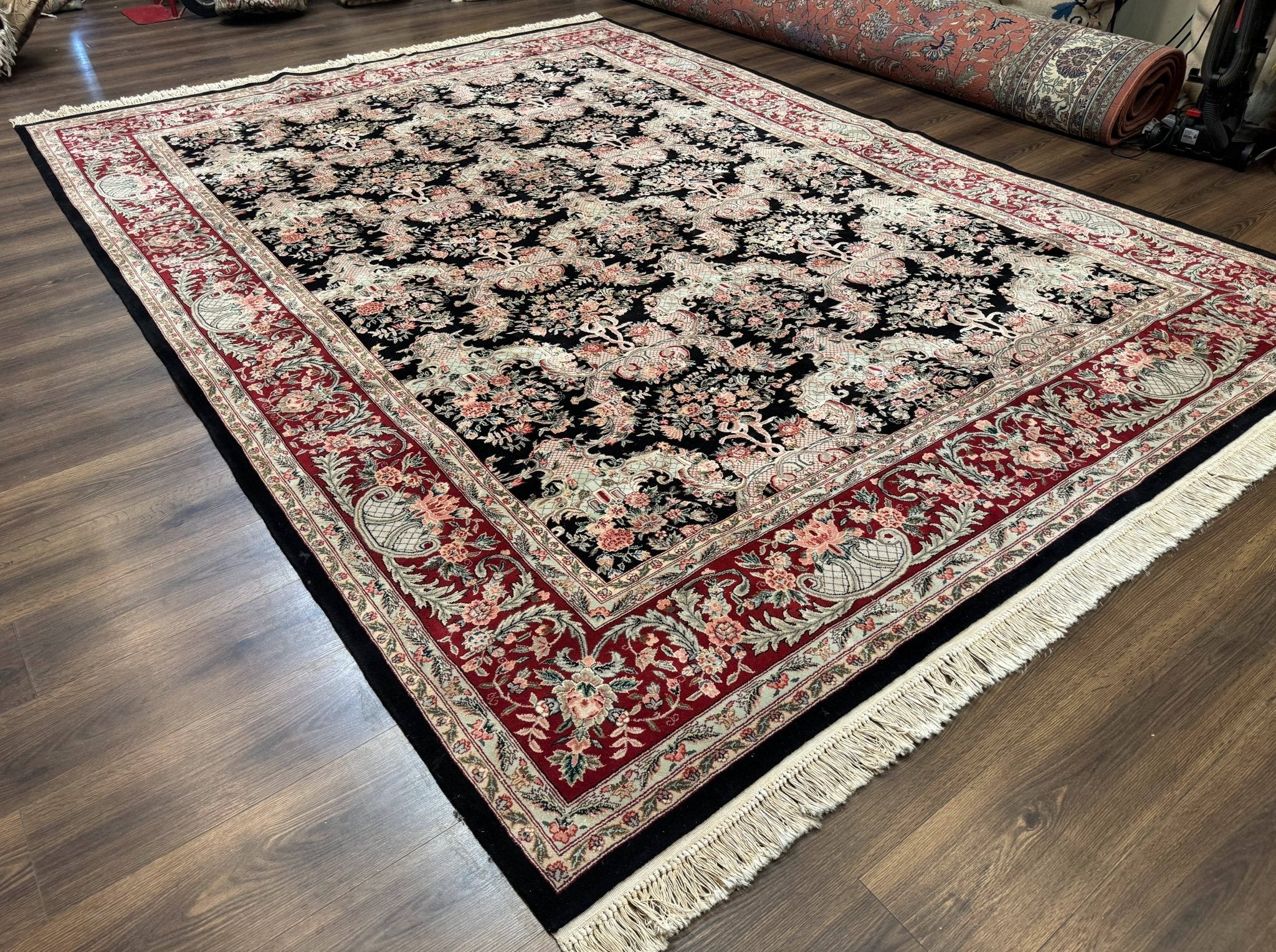 Sino Persian Rug 9x12, Black, Floral Bouquets - Jewel RugsShopify CollectiveHUNTEDFOX - Sino Persian Rug 9x12, Black, Floral Bouquets