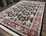 Sino Persian Rug 9x12, Black, Floral Bouquets - Jewel RugsShopify CollectiveHUNTEDFOX - Sino Persian Rug 9x12, Black, Floral Bouquets