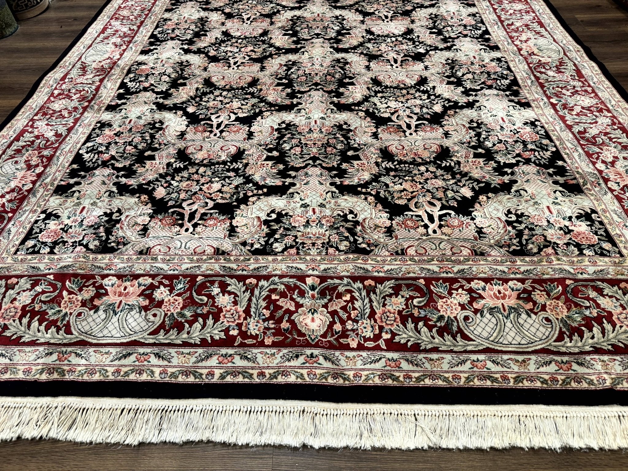 Sino Persian Rug 9x12, Black, Floral Bouquets - Jewel RugsShopify CollectiveHUNTEDFOX - Sino Persian Rug 9x12, Black, Floral Bouquets