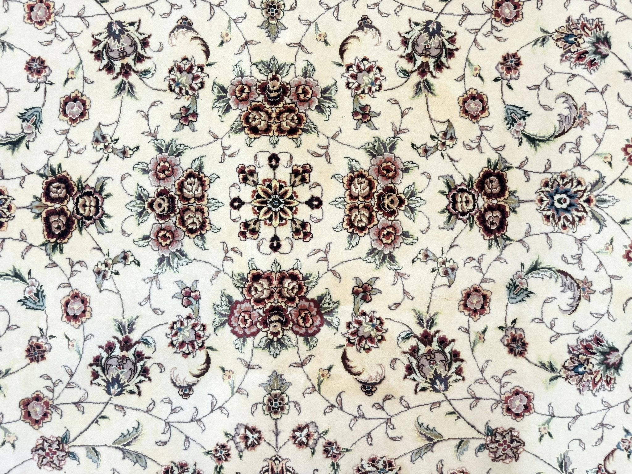 Sino Persian Rug 9x12, Floral Allover Design, 170 KPSI, Ivory and Dark Maroon - Jewel RugsShopify CollectiveHUNTEDFOX - Sino Persian Rug 9x12, Floral Allover Design, 170 KPSI, Ivory and Dark Maroon