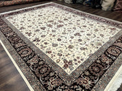 Sino Persian Rug 9x12, Floral Allover Design, 170 KPSI, Ivory and Dark Maroon - Jewel RugsShopify CollectiveHUNTEDFOX - Sino Persian Rug 9x12, Floral Allover Design, 170 KPSI, Ivory and Dark Maroon