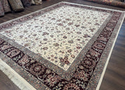 Sino Persian Rug 9x12, Floral Allover Design, 170 KPSI, Ivory and Dark Maroon - Jewel RugsShopify CollectiveHUNTEDFOX - Sino Persian Rug 9x12, Floral Allover Design, 170 KPSI, Ivory and Dark Maroon