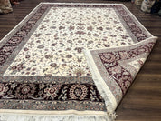 Sino Persian Rug 9x12, Floral Allover Design, 170 KPSI, Ivory and Dark Maroon - Jewel RugsShopify CollectiveHUNTEDFOX - Sino Persian Rug 9x12, Floral Allover Design, 170 KPSI, Ivory and Dark Maroon