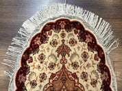 Small Oval Persian Tabriz Rug 2x4, Kork Wool and Silk Highlights, Fine 260 KPSI - Jewel RugsShopify CollectiveHUNTEDFOX - Small Oval Persian Tabriz Rug 2x4, Kork Wool and Silk Highlights, Fine 260 KPSI