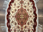 Small Oval Persian Tabriz Rug 2x4, Kork Wool and Silk Highlights, Fine 260 KPSI - Jewel RugsShopify CollectiveHUNTEDFOX - Small Oval Persian Tabriz Rug 2x4, Kork Wool and Silk Highlights, Fine 260 KPSI