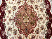 Small Oval Persian Tabriz Rug 2x4, Kork Wool and Silk Highlights, Fine 260 KPSI - Jewel RugsShopify CollectiveHUNTEDFOX - Small Oval Persian Tabriz Rug 2x4, Kork Wool and Silk Highlights, Fine 260 KPSI