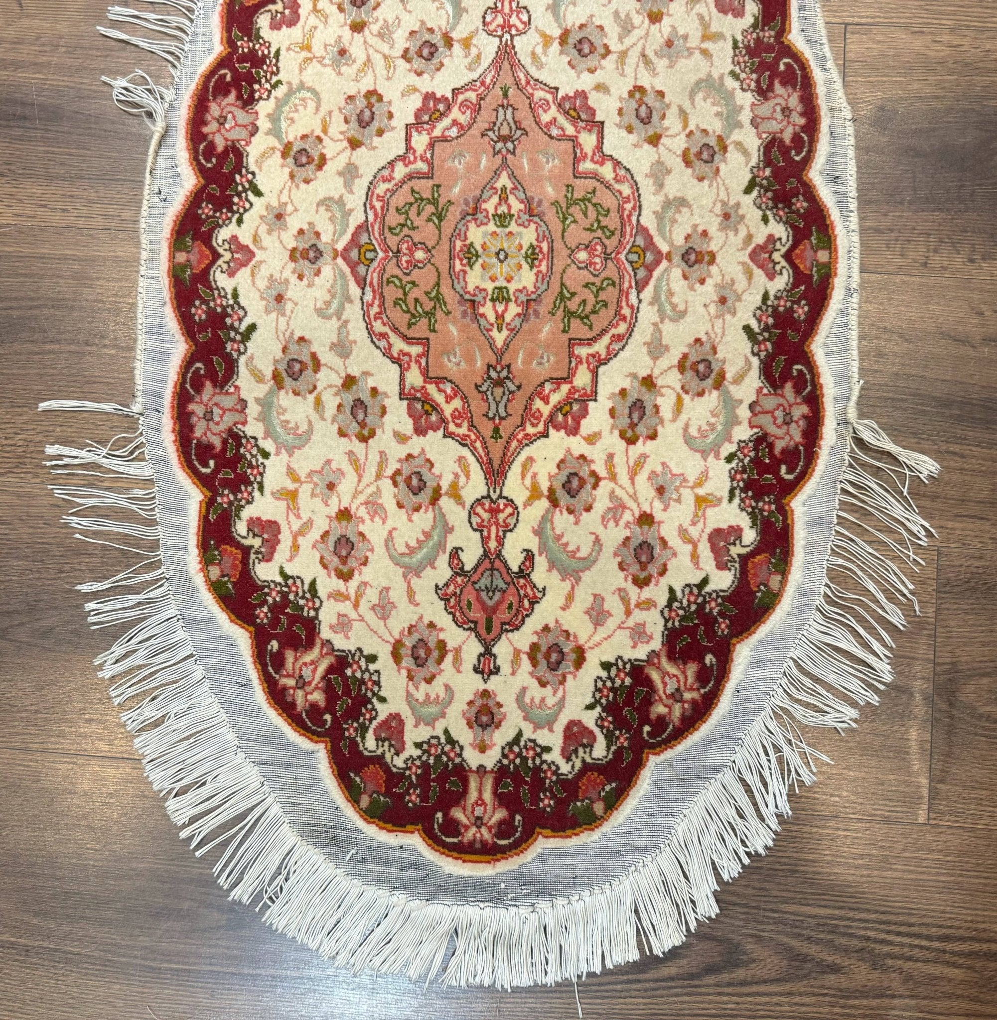 Small Oval Persian Tabriz Rug 2x4, Kork Wool and Silk Highlights, Fine 260 KPSI - Jewel RugsShopify CollectiveHUNTEDFOX - Small Oval Persian Tabriz Rug 2x4, Kork Wool and Silk Highlights, Fine 260 KPSI