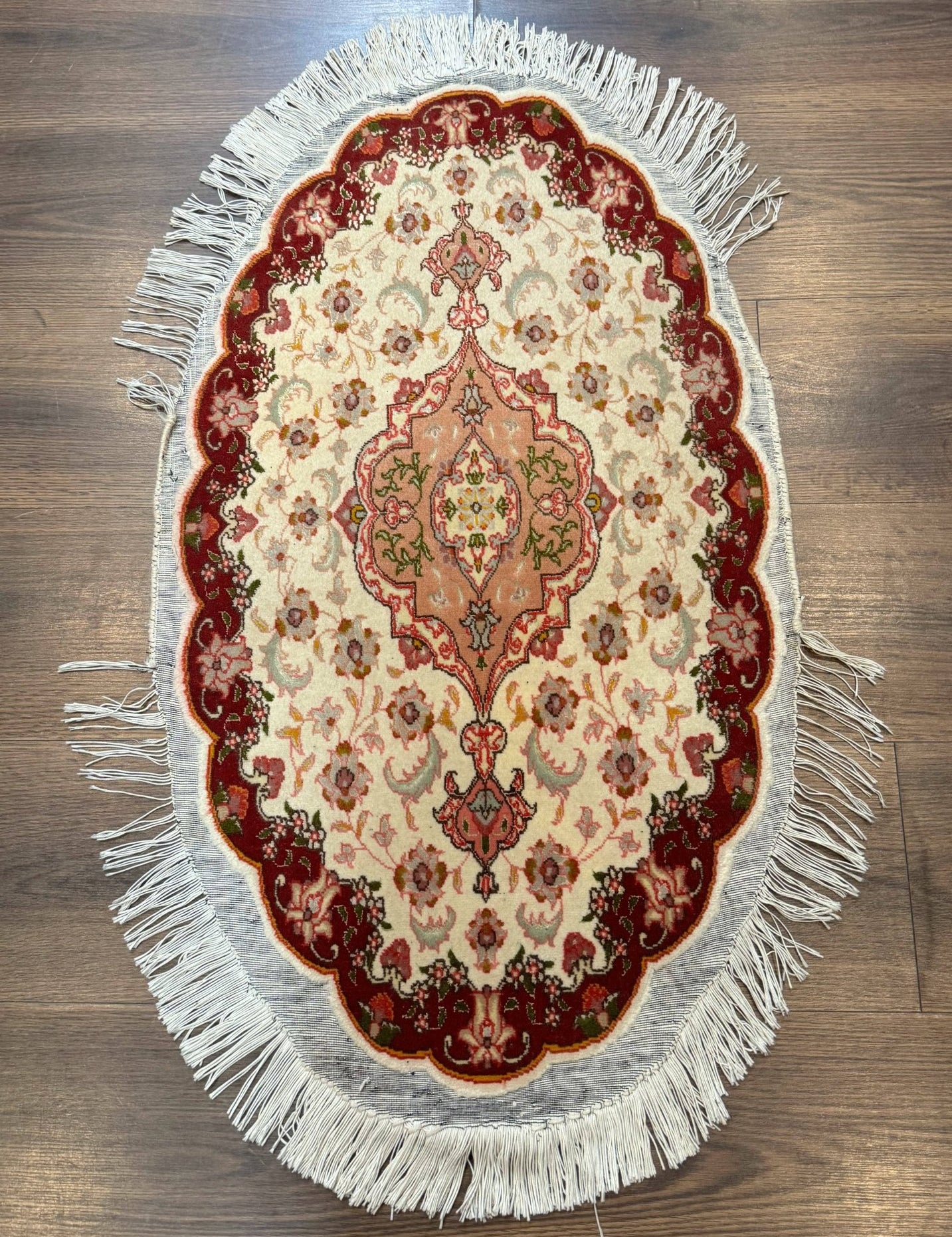 Small Oval Persian Tabriz Rug 2x4, Kork Wool and Silk Highlights, Fine 260 KPSI - Jewel RugsShopify CollectiveHUNTEDFOX - Small Oval Persian Tabriz Rug 2x4, Kork Wool and Silk Highlights, Fine 260 KPSI