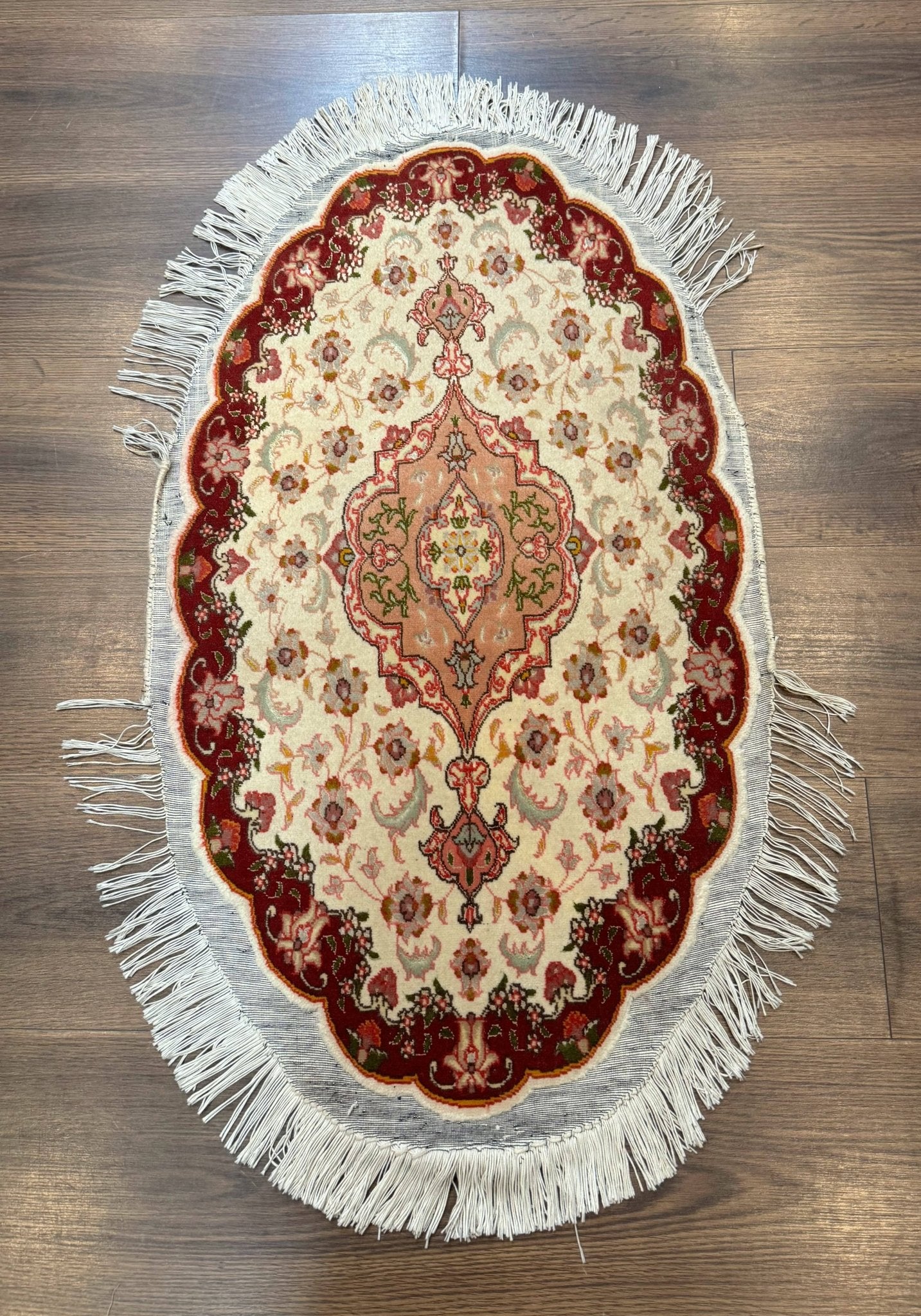 Small Oval Persian Tabriz Rug 2x4, Kork Wool and Silk Highlights, Fine 260 KPSI - Jewel RugsShopify CollectiveHUNTEDFOX - Small Oval Persian Tabriz Rug 2x4, Kork Wool and Silk Highlights, Fine 260 KPSI