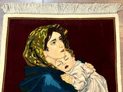 Small Persian Tabriz Pictorial Rug 2x2, Mother Holding Child, Very Fine 340 KPSI, Maroon - Jewel RugsShopify CollectiveHUNTEDFOX - Small Persian Tabriz Pictorial Rug 2x2, Mother Holding Child, Very Fine 340 KPSI, Maroon