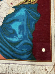 Small Persian Tabriz Pictorial Rug 2x2, Mother Holding Child, Very Fine 340 KPSI, Maroon - Jewel RugsShopify CollectiveHUNTEDFOX - Small Persian Tabriz Pictorial Rug 2x2, Mother Holding Child, Very Fine 340 KPSI, Maroon