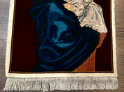 Small Persian Tabriz Pictorial Rug 2x2, Mother Holding Child, Very Fine 340 KPSI, Maroon - Jewel RugsShopify CollectiveHUNTEDFOX - Small Persian Tabriz Pictorial Rug 2x2, Mother Holding Child, Very Fine 340 KPSI, Maroon