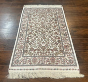 Small Turkish Silk Rug 2.6 x 4, Ivory, Allover Design, Bamboo Silk - Jewel RugsShopify CollectiveHUNTEDFOX - Small Turkish Silk Rug 2.6 x 4, Ivory, Allover Design, Bamboo Silk