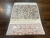 Small Turkish Silk Rug 2.6 x 4, Ivory, Allover Design, Bamboo Silk - Jewel RugsShopify CollectiveHUNTEDFOX - Small Turkish Silk Rug 2.6 x 4, Ivory, Allover Design, Bamboo Silk