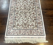 Small Turkish Silk Rug 2.6 x 4, Ivory, Allover Design, Bamboo Silk - Jewel RugsShopify CollectiveHUNTEDFOX - Small Turkish Silk Rug 2.6 x 4, Ivory, Allover Design, Bamboo Silk
