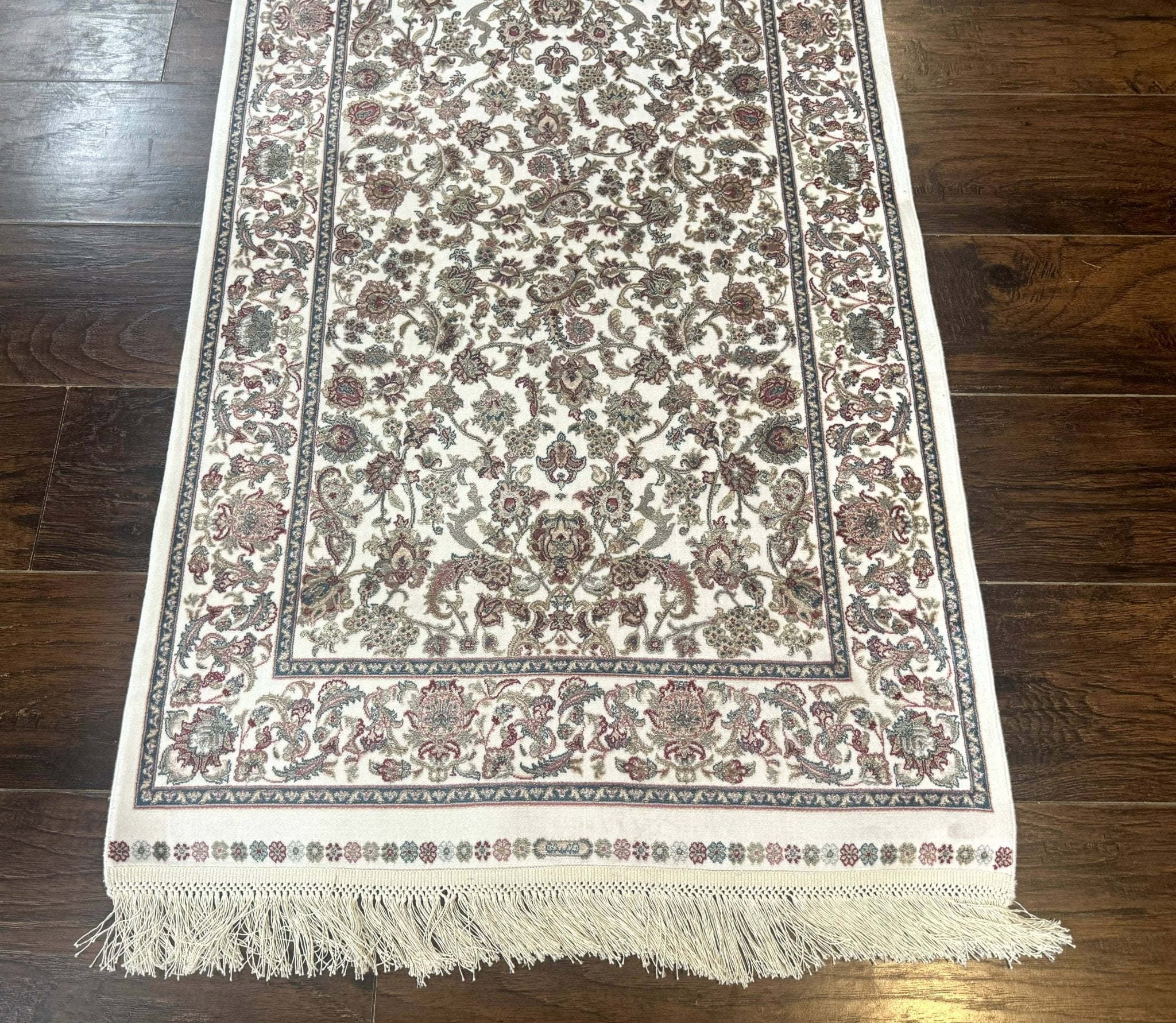 Small Turkish Silk Rug 2.6 x 4, Ivory, Allover Design, Bamboo Silk - Jewel RugsShopify CollectiveHUNTEDFOX - Small Turkish Silk Rug 2.6 x 4, Ivory, Allover Design, Bamboo Silk