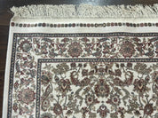 Small Turkish Silk Rug 2.6 x 4, Ivory, Allover Design, Bamboo Silk - Jewel RugsShopify CollectiveHUNTEDFOX - Small Turkish Silk Rug 2.6 x 4, Ivory, Allover Design, Bamboo Silk