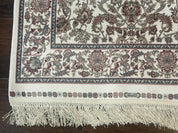 Small Turkish Silk Rug 2.6 x 4, Ivory, Allover Design, Bamboo Silk - Jewel RugsShopify CollectiveHUNTEDFOX - Small Turkish Silk Rug 2.6 x 4, Ivory, Allover Design, Bamboo Silk