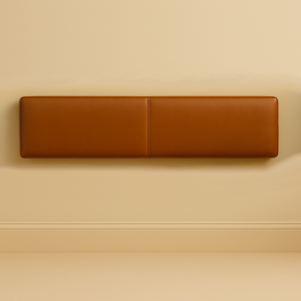Floating Brown Leather Bench for Restaurant Dining, Entryway or Kitchen