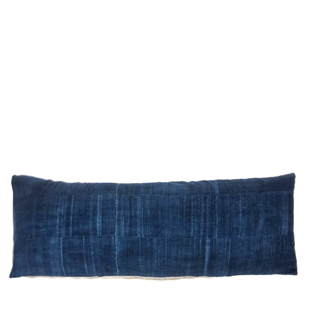 Solid Indigo Lumbar Throw Pillow Collection - BlueCONTEMPORARY FARMHOUSEINDIGO & SHIBORIHUNTEDFOX - Dark Blue Vintage Indigo Throw Pillow - HUNTEDFOX