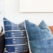 Solid Vintage African Indigo Throw Pillow Collection - BlueHUNTERINDIGO & SHIBORIHUNTEDFOX - euro vintage African indigo pillows