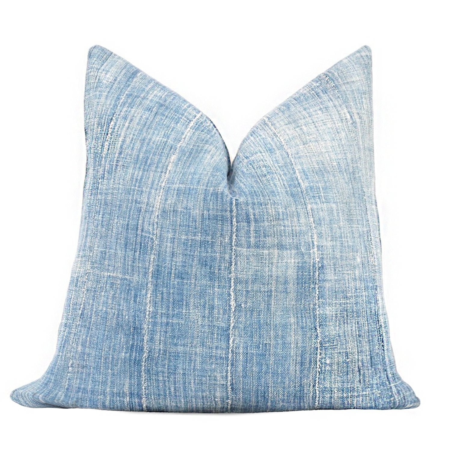 Solid Vintage African Indigo Throw Pillow Collection - BlueHUNTERINDIGO & SHIBORIHUNTEDFOX - light blue vintage African indigo decorative accent or throw pillow