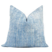 Solid Vintage African Indigo Throw Pillow Collection - BlueHUNTERINDIGO & SHIBORIHUNTEDFOX - light blue vintage African indigo decorative accent or throw pillow