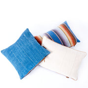 Solid Vintage African Indigo Throw Pillow Collection - BlueHUNTERINDIGO & SHIBORIHUNTEDFOX - pile of decorative throw pillows for mens decor