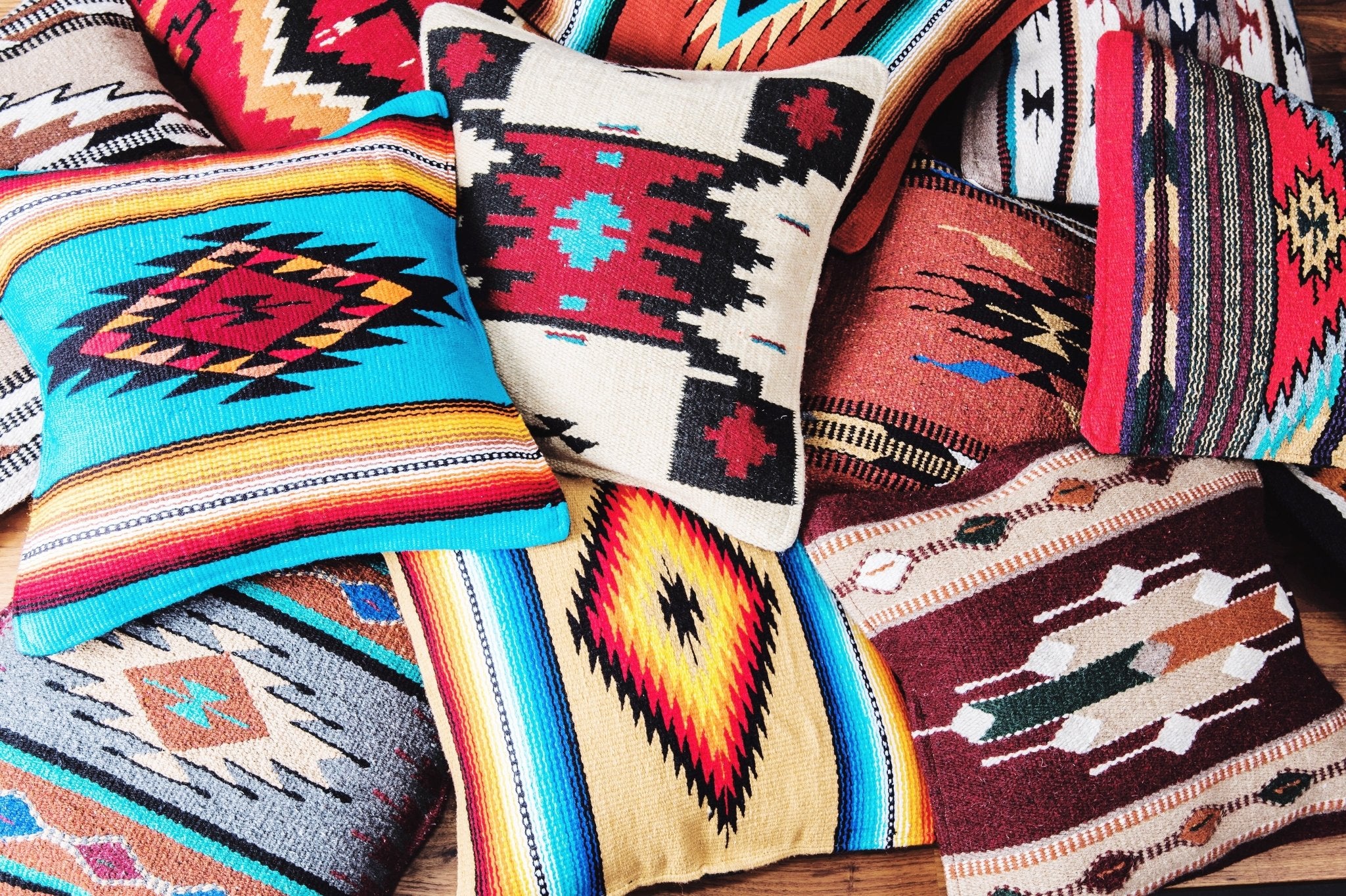 Southwestern Lumbar Pillow – Vintage Turquoise & Red - ' - N E W - BAJA CHICNATIVEHUNTEDFOX - Southwestern Lumbar Pillow – Vintage Turquoise & Red