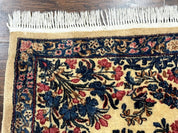 Square Persian Kerman Rug 4x4, Ivory Blue Pink, Handmade, Fine 225 KPSI - Jewel RugsShopify CollectiveHUNTEDFOX - Square Persian Kerman Rug 4x4, Ivory Blue Pink, Handmade, Fine 225 KPSI