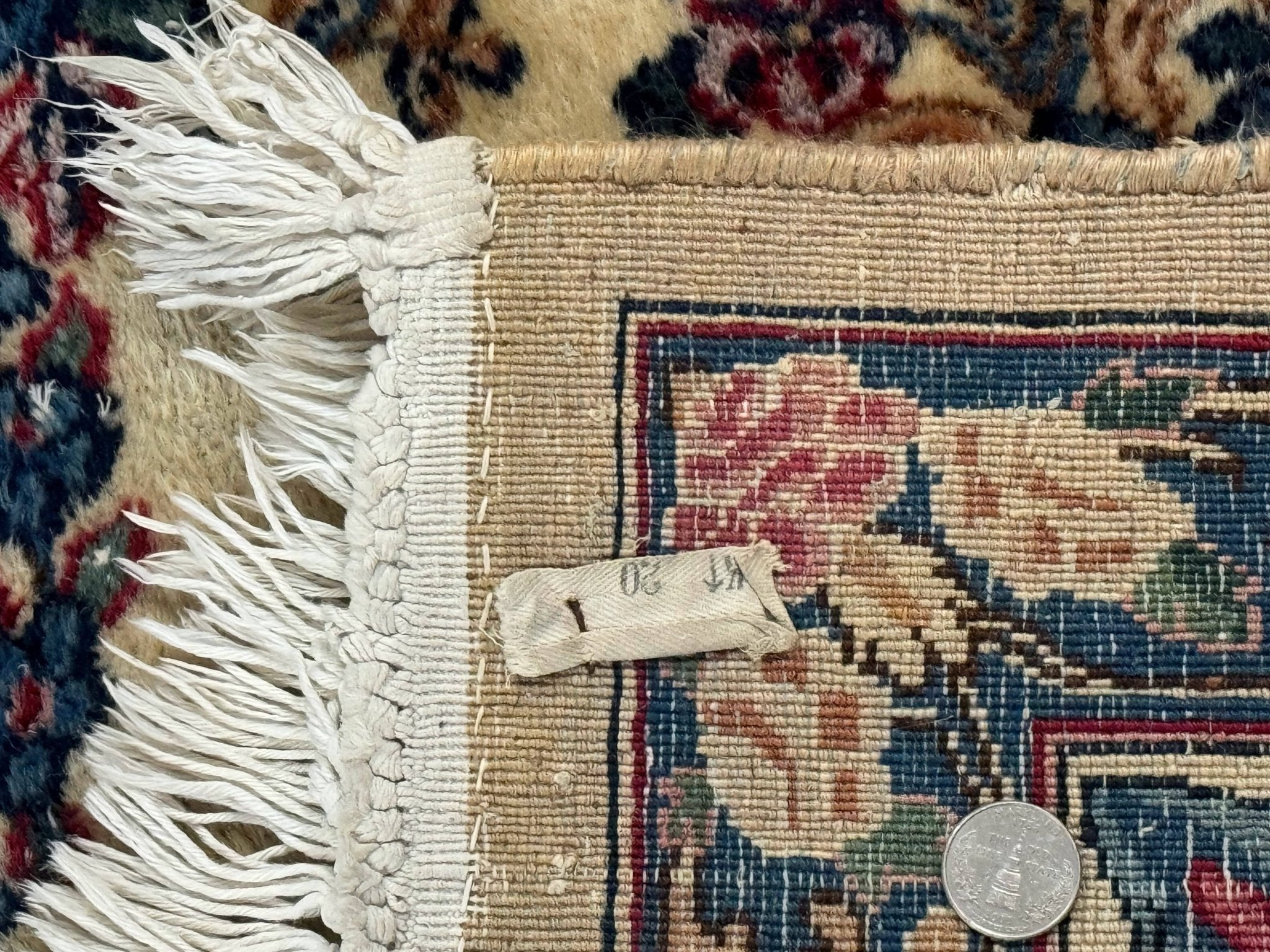 Square Persian Kerman Rug 4x4, Ivory Blue Pink, Handmade, Fine 225 KPSI - Jewel RugsShopify CollectiveHUNTEDFOX - Square Persian Kerman Rug 4x4, Ivory Blue Pink, Handmade, Fine 225 KPSI