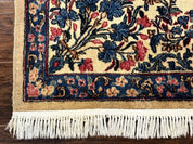 Square Persian Kerman Rug 4x4, Ivory Blue Pink, Handmade, Fine 225 KPSI - Jewel RugsShopify CollectiveHUNTEDFOX - Square Persian Kerman Rug 4x4, Ivory Blue Pink, Handmade, Fine 225 KPSI