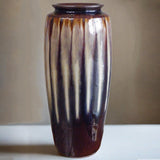 Tall Brown & Tan Drip Glaze Earthtone Vase